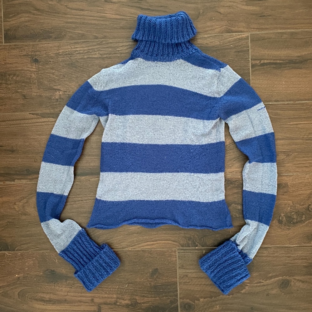 DKNY JEANS Striped Turtleneck Sweater + XL Sleeves